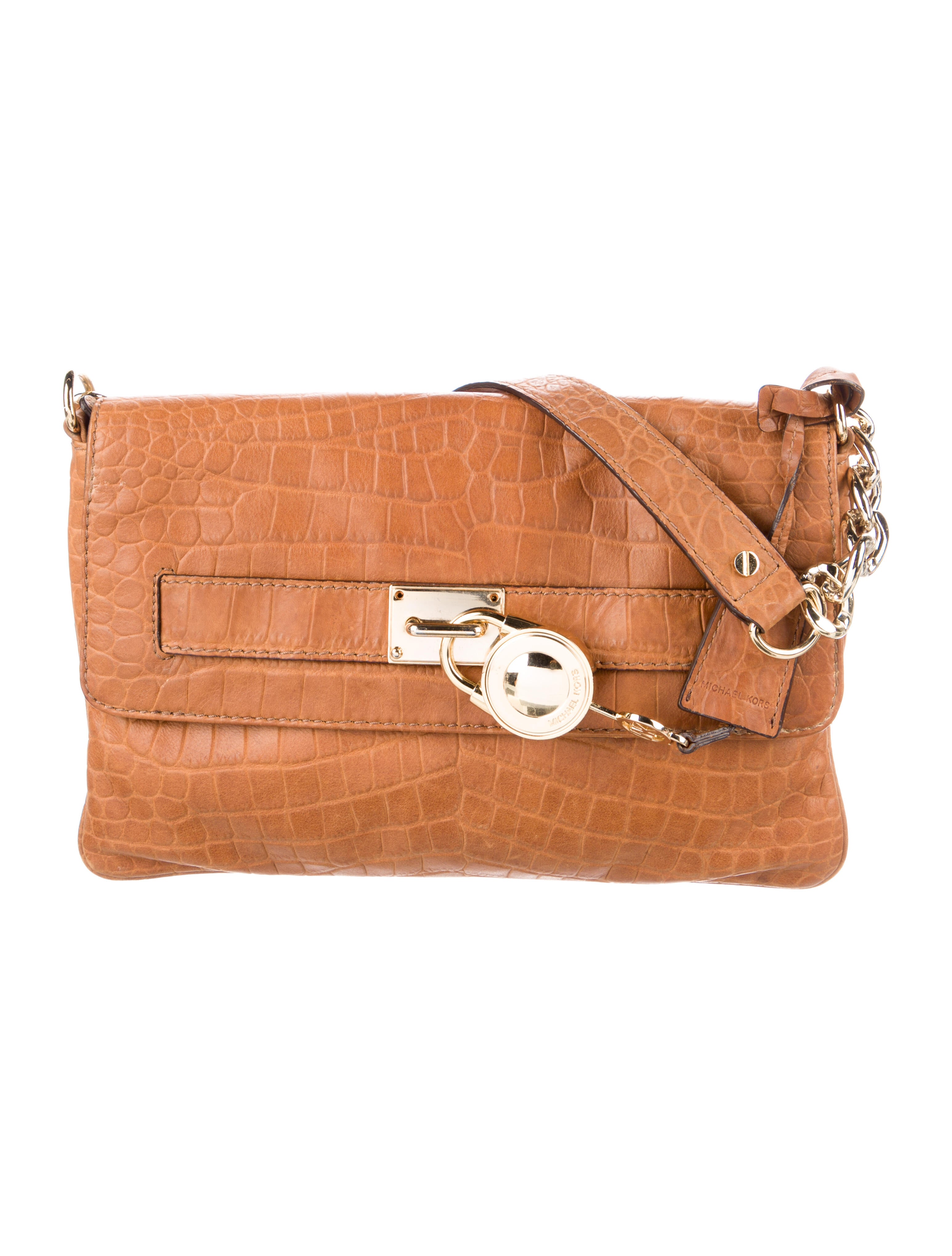 Michael Michael Kors Embossed Leather Shoulder Bag Brown Shoulder