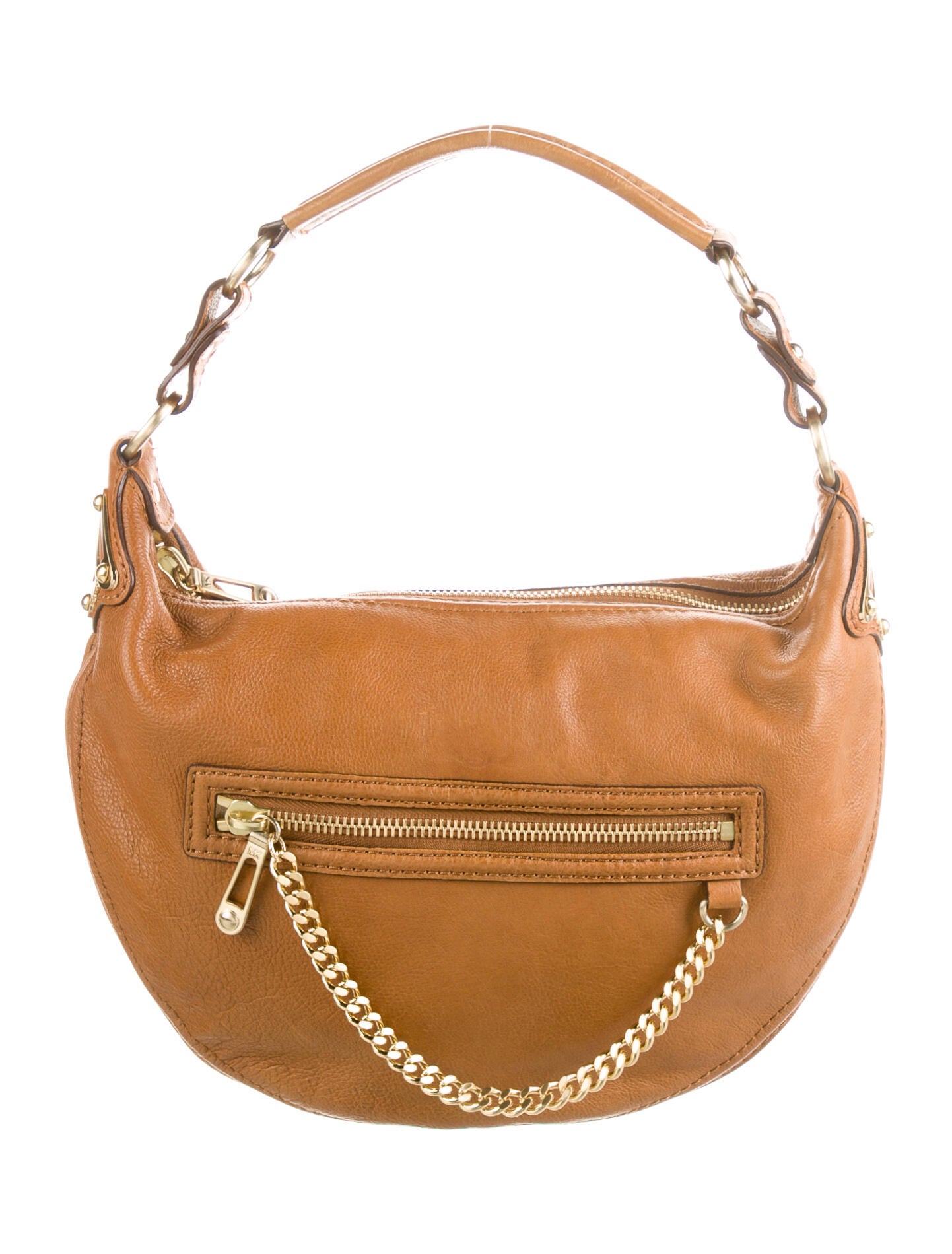 Michael Michael Kors ChainLink Leather Shoulder Bag Brown Shoulder