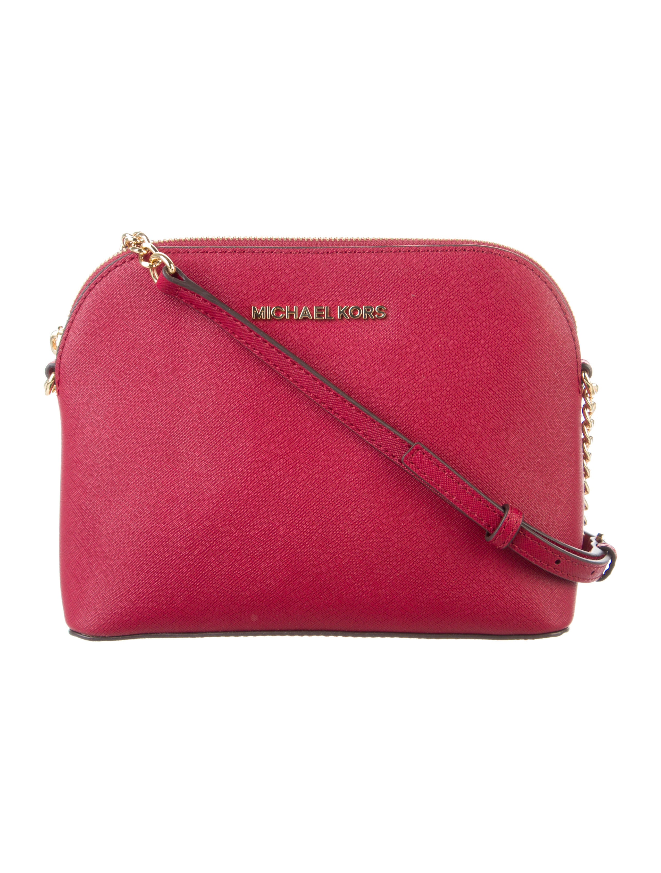 Michael Michael Kors Cindy Dome Leather Crossbody Bag Red Crossbody