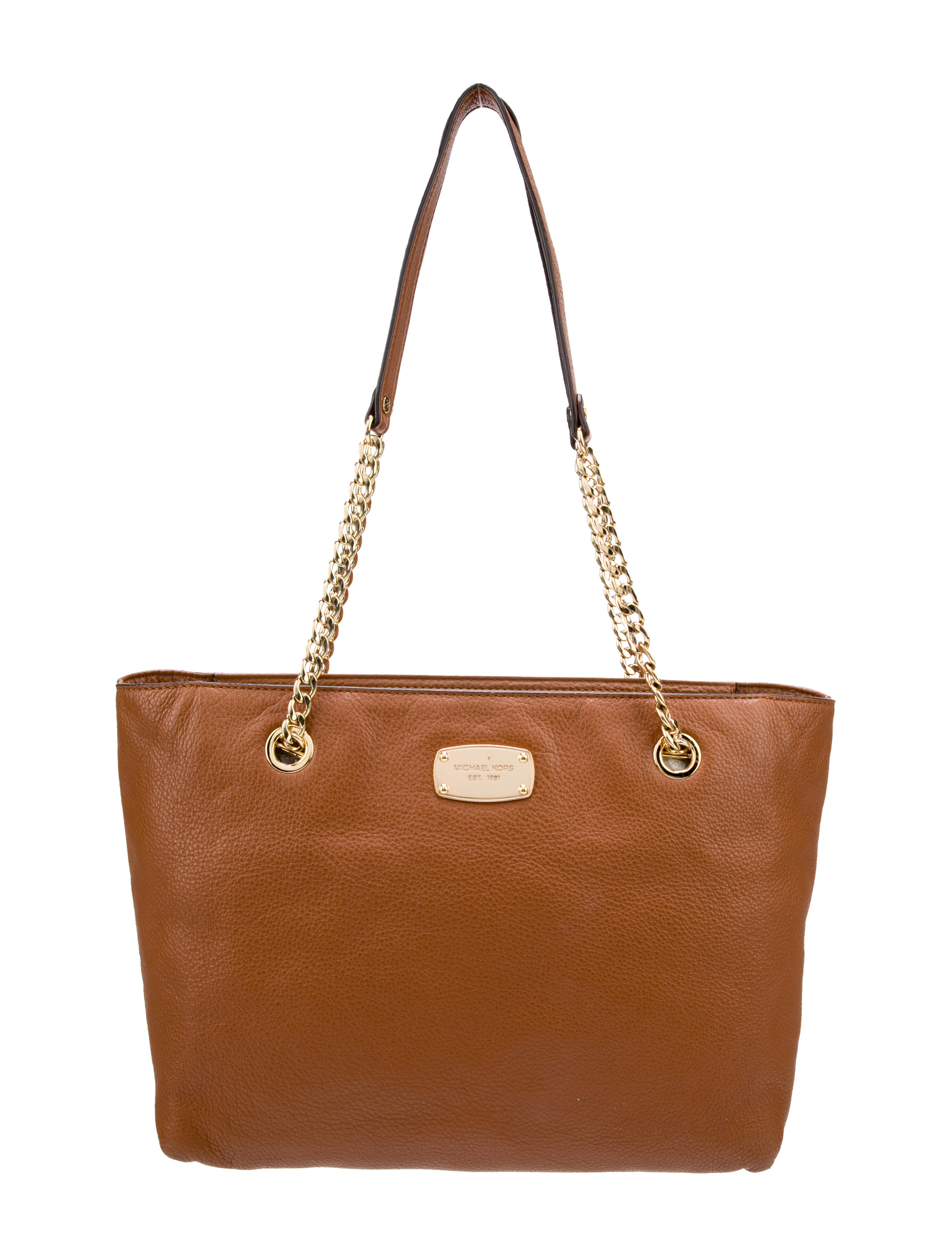 Michael Michael Kors ChainLink Leather Shoulder Bag Brown Shoulder