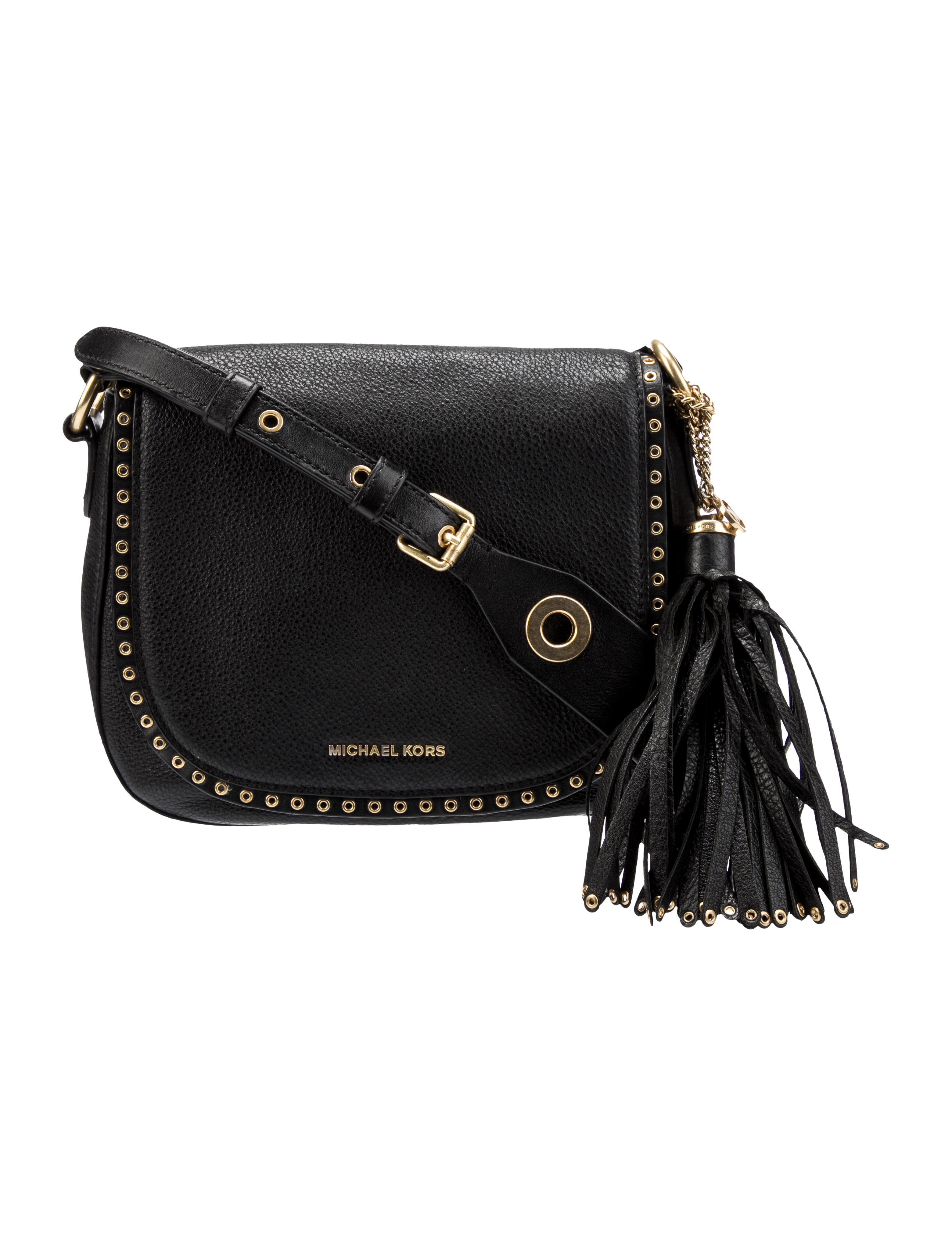 Michael Michael Kors Leather Tassel Shoulder Bag Black Shoulder Bags
