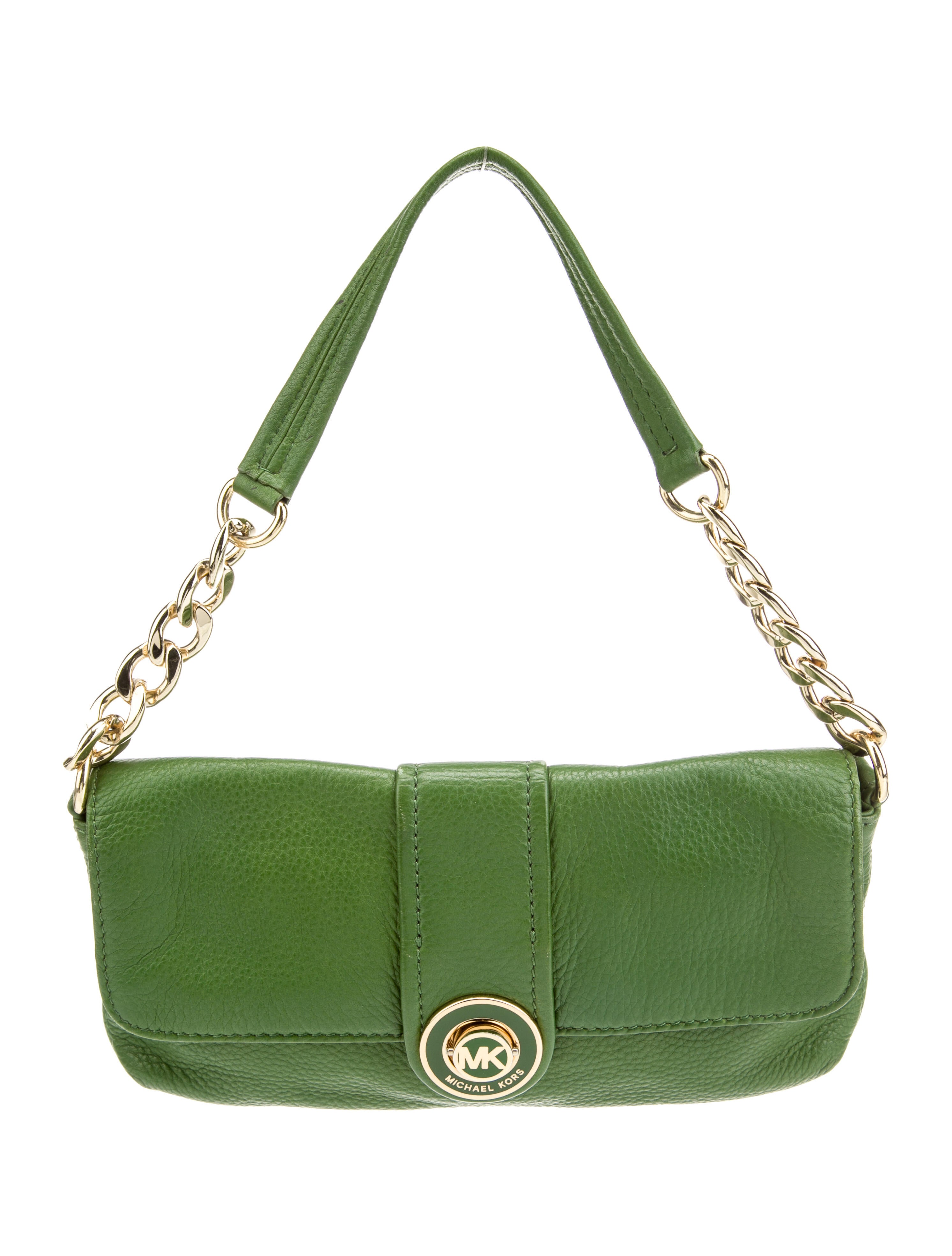 Michael Michael Kors Leather Shoulder Bag Green Shoulder Bags