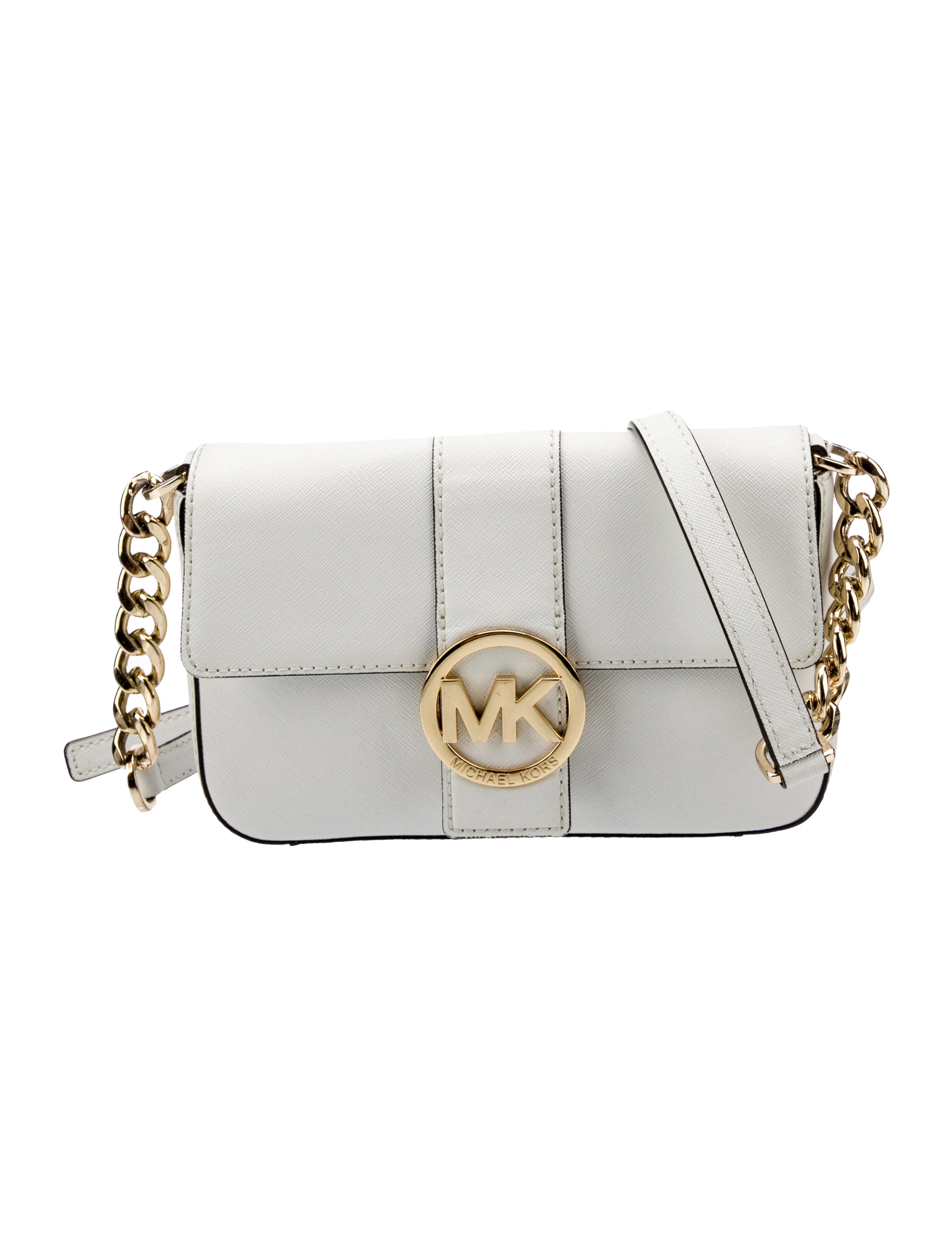 Michael Michael Kors ChainLink Saffiano Leather Crossbody Bag White