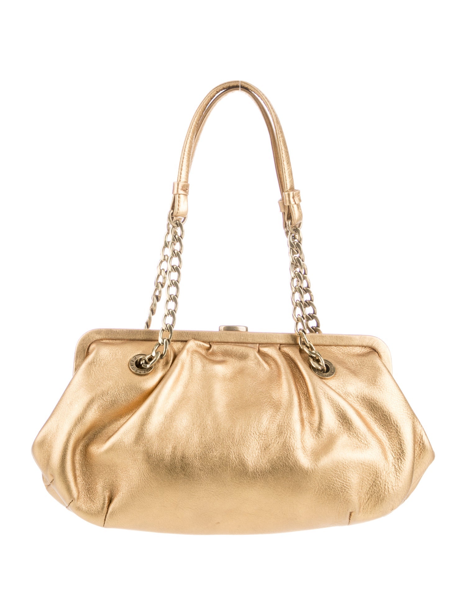 Michael Michael Kors Leather Handle Bag Gold Shoulder Bags, Handbags WM5157517 The RealReal