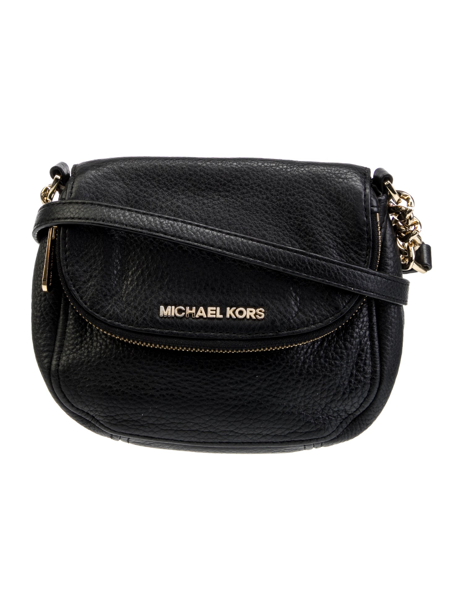 Michael Michael Kors Flap Top Leather Shoulder Bag Black Shoulder