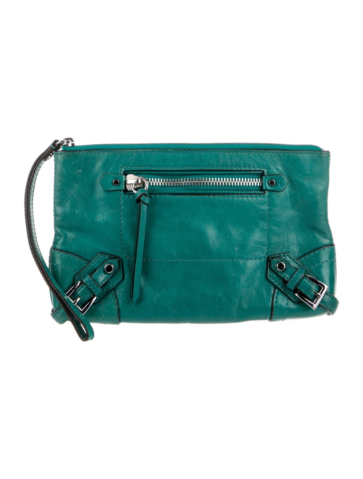 Michael Michael Kors Studded Leather Clutch Green Clutches, Handbags