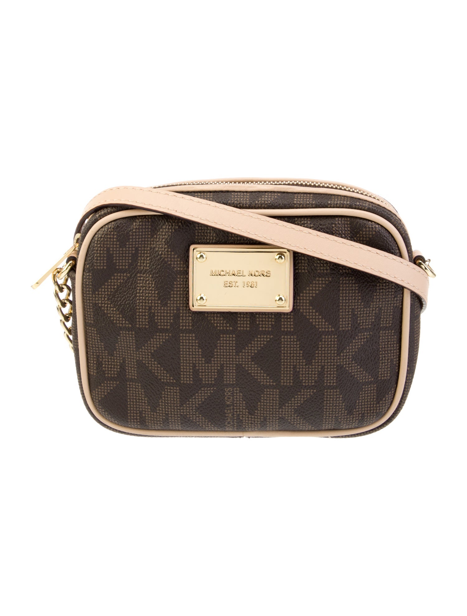 Michael Michael Kors Logo Coated Canvas Crossbody Bag Brown Crossbody