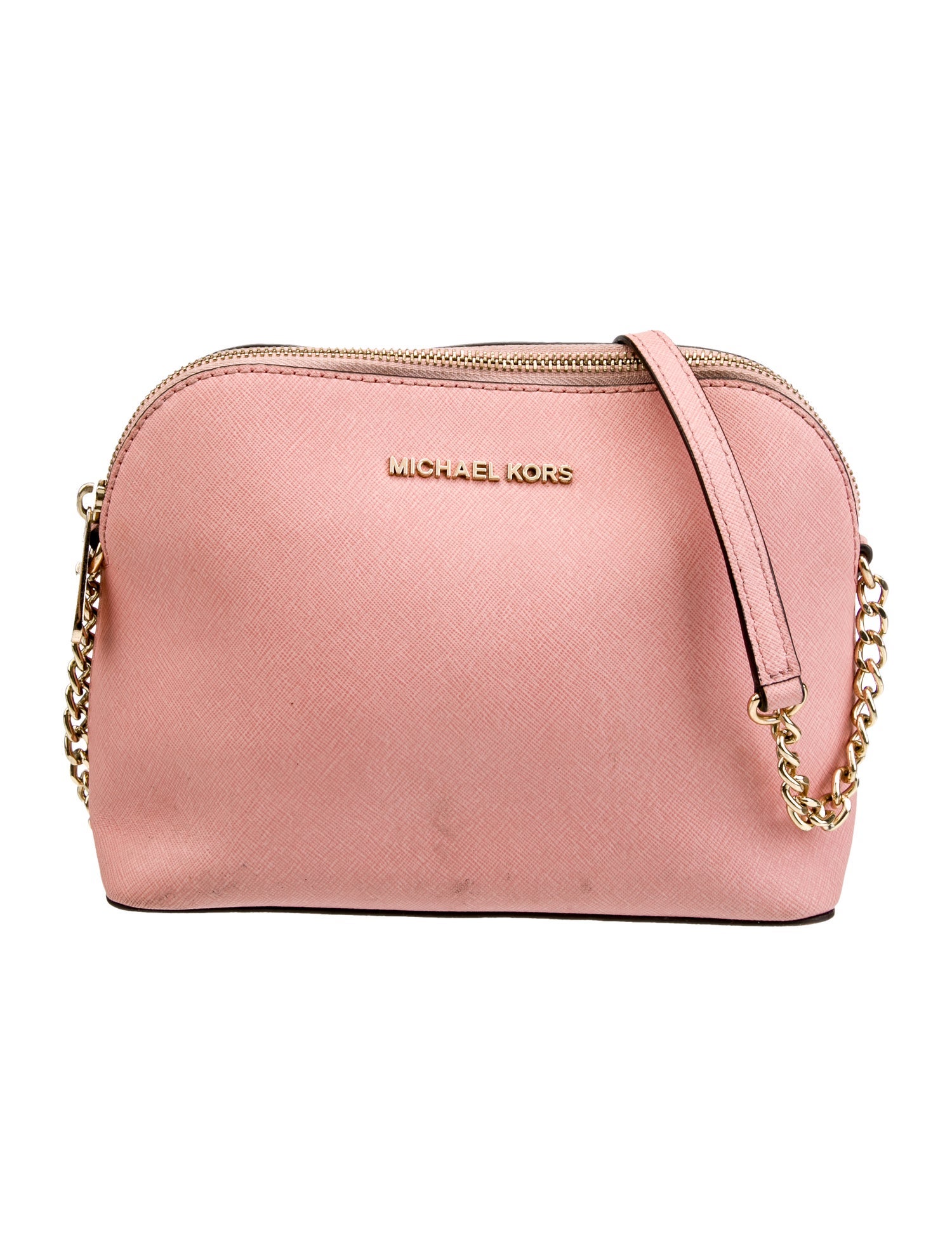 Shop saffiano leather chainlink tote bag Free Shipping Michael Michael Kors Saffiano  Leather Chain Link Crossbody