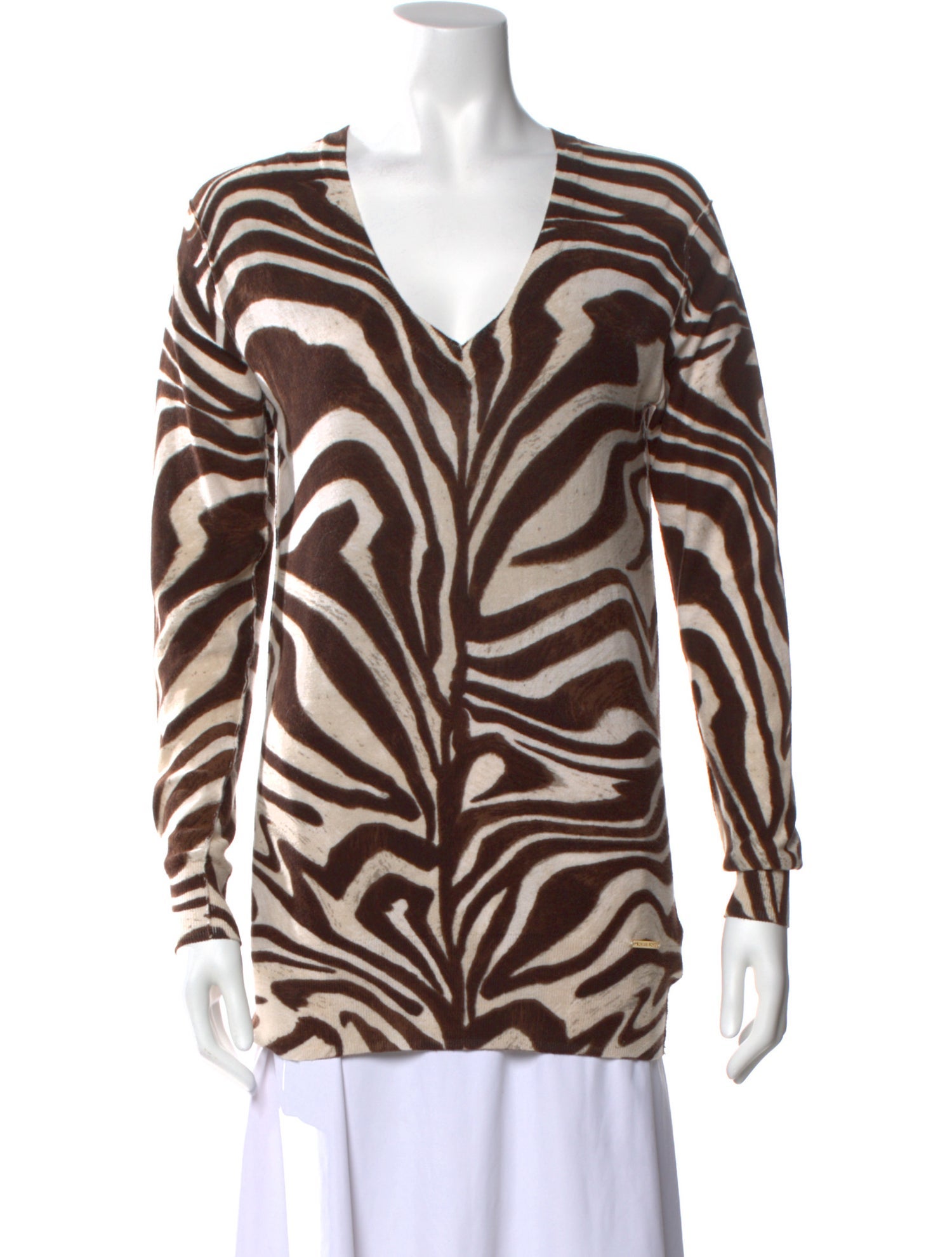Michael Michael Kors Animal Print V-Neck Sweater