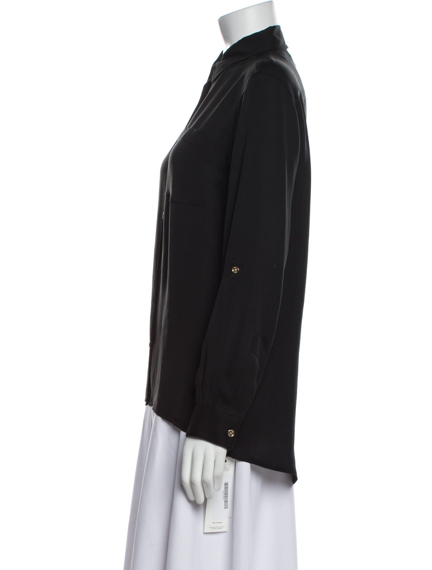 Michael Michael Kors Silk Long Sleeve Button-Up Top w/ Tags