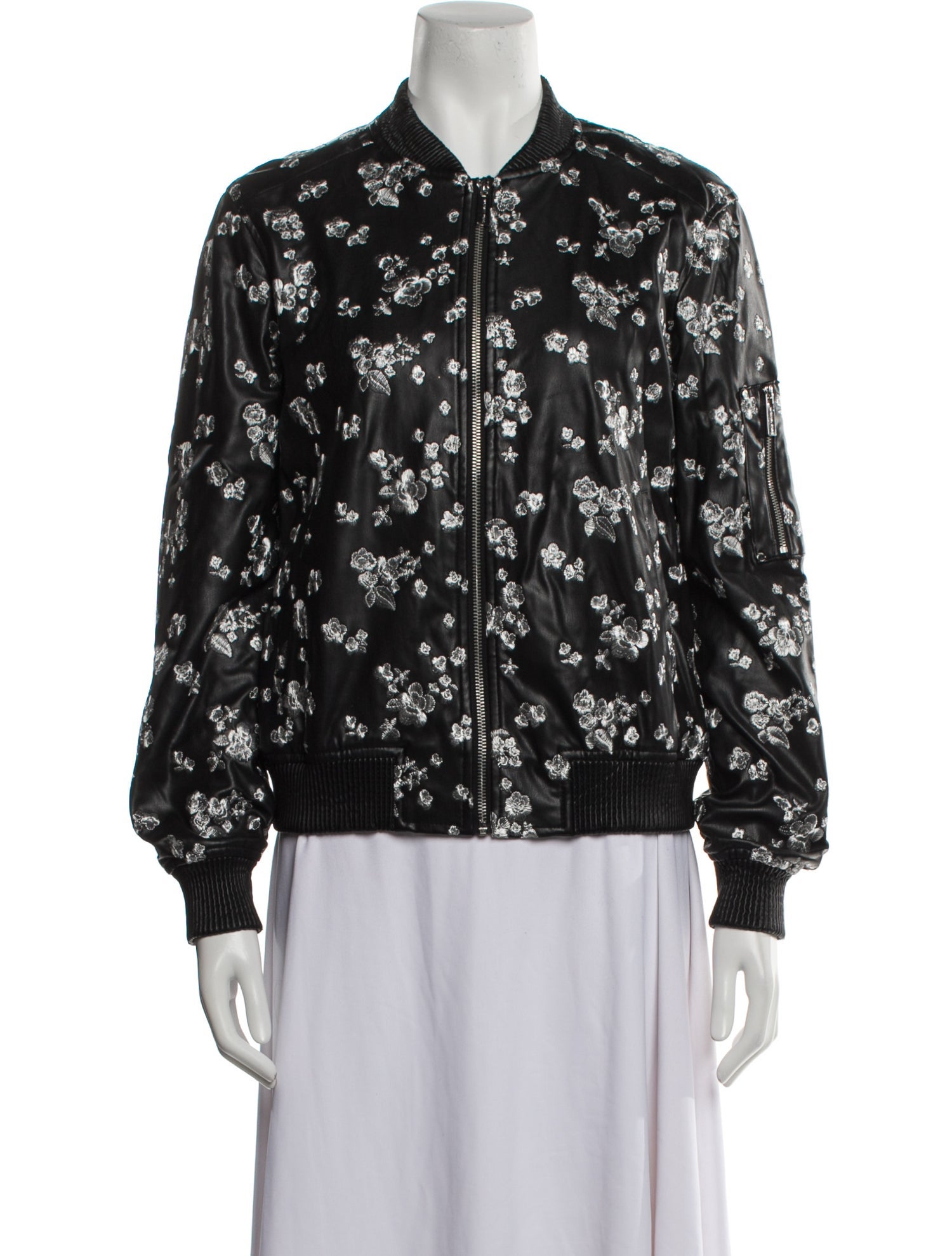 Michael Michael Kors Faux Leather Floral Print Bomber Jacket