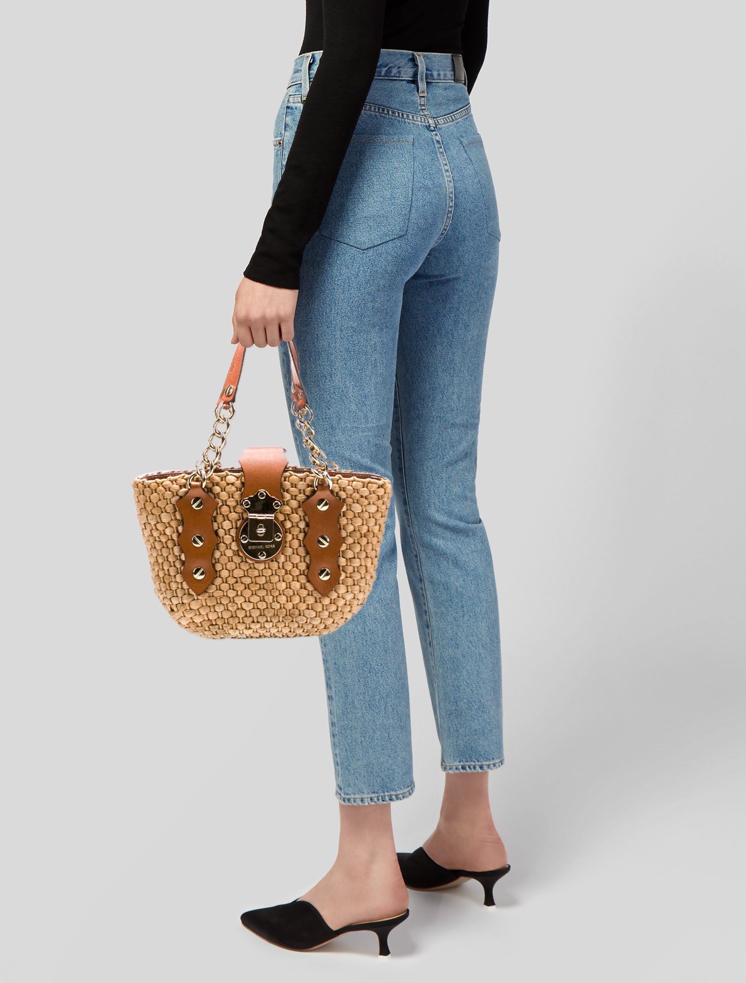 Michael Michael Kors Straw Top Handle Bag