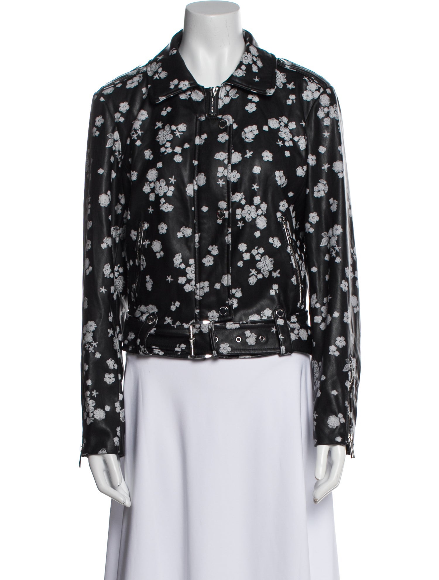 Michael Michael Kors Faux Leather Floral Print Jacket