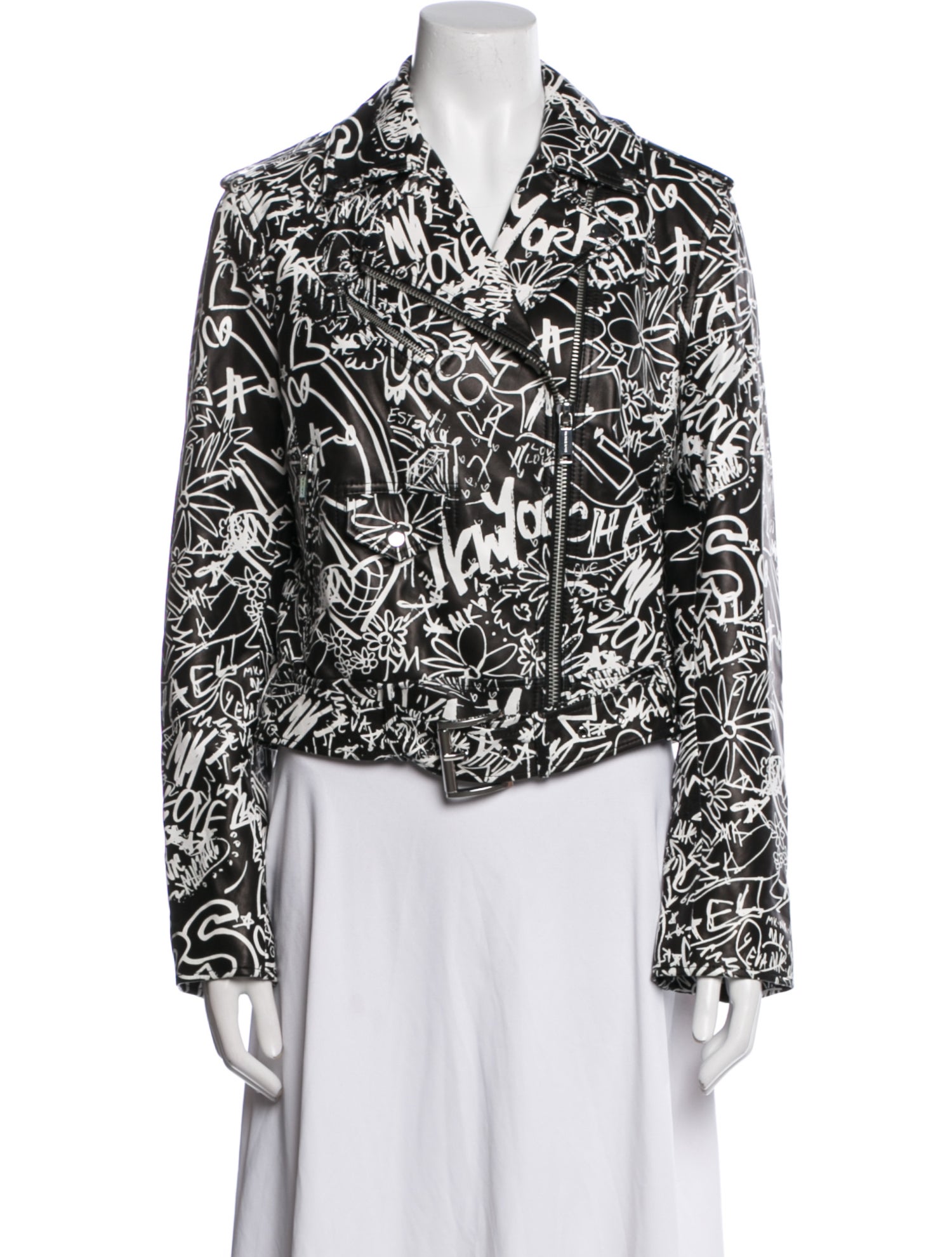 Michael Michael Kors Lamb Leather Floral Print Blazer w/ Tags