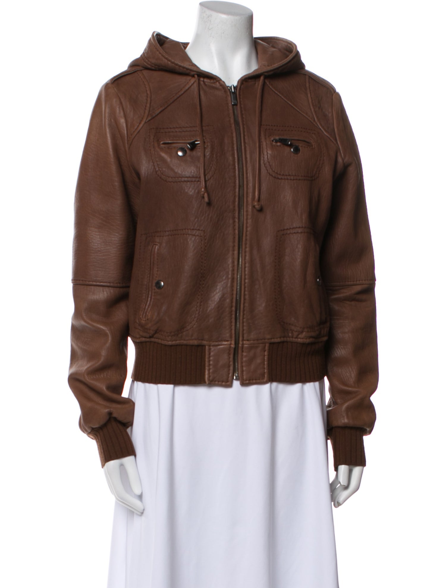 Michael Michael Kors Leather Bomber Jacket