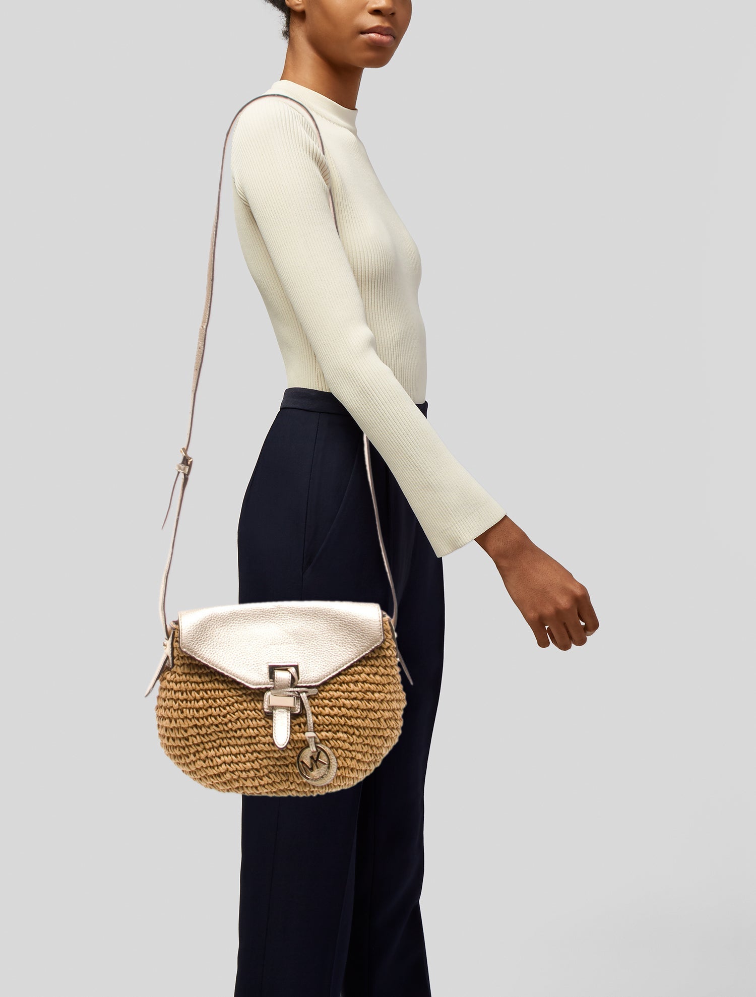 Michael Michael Kors Straw Crossbody Bag