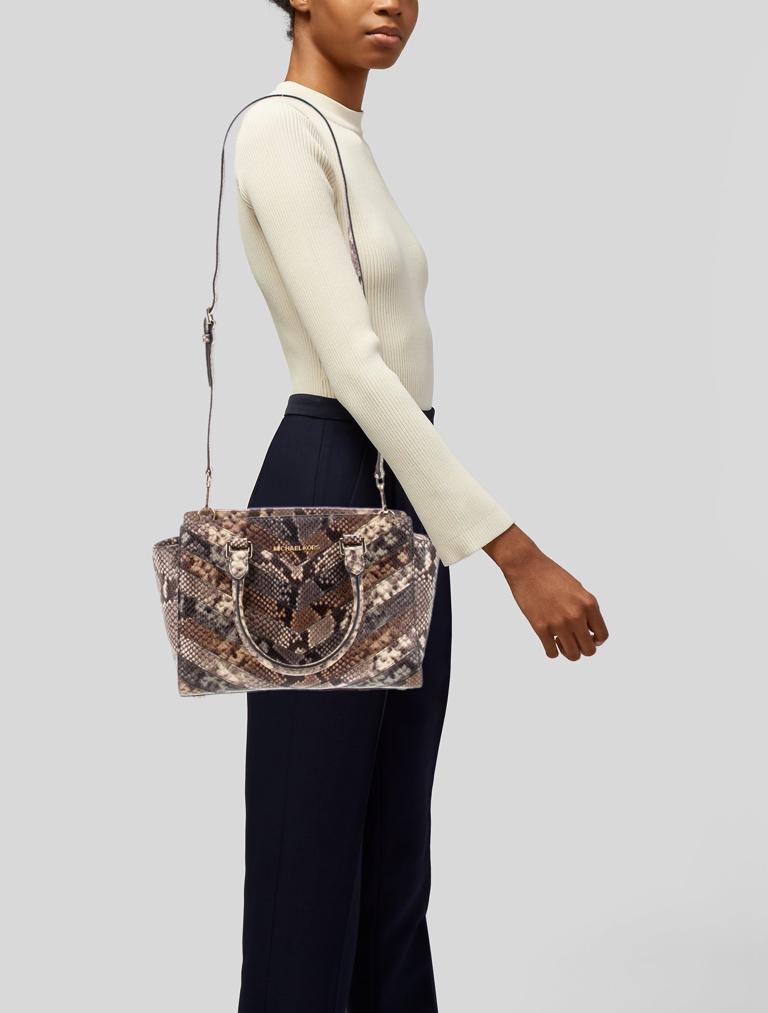 Michael Michael Kors Embossed Leather Top Handle Bag