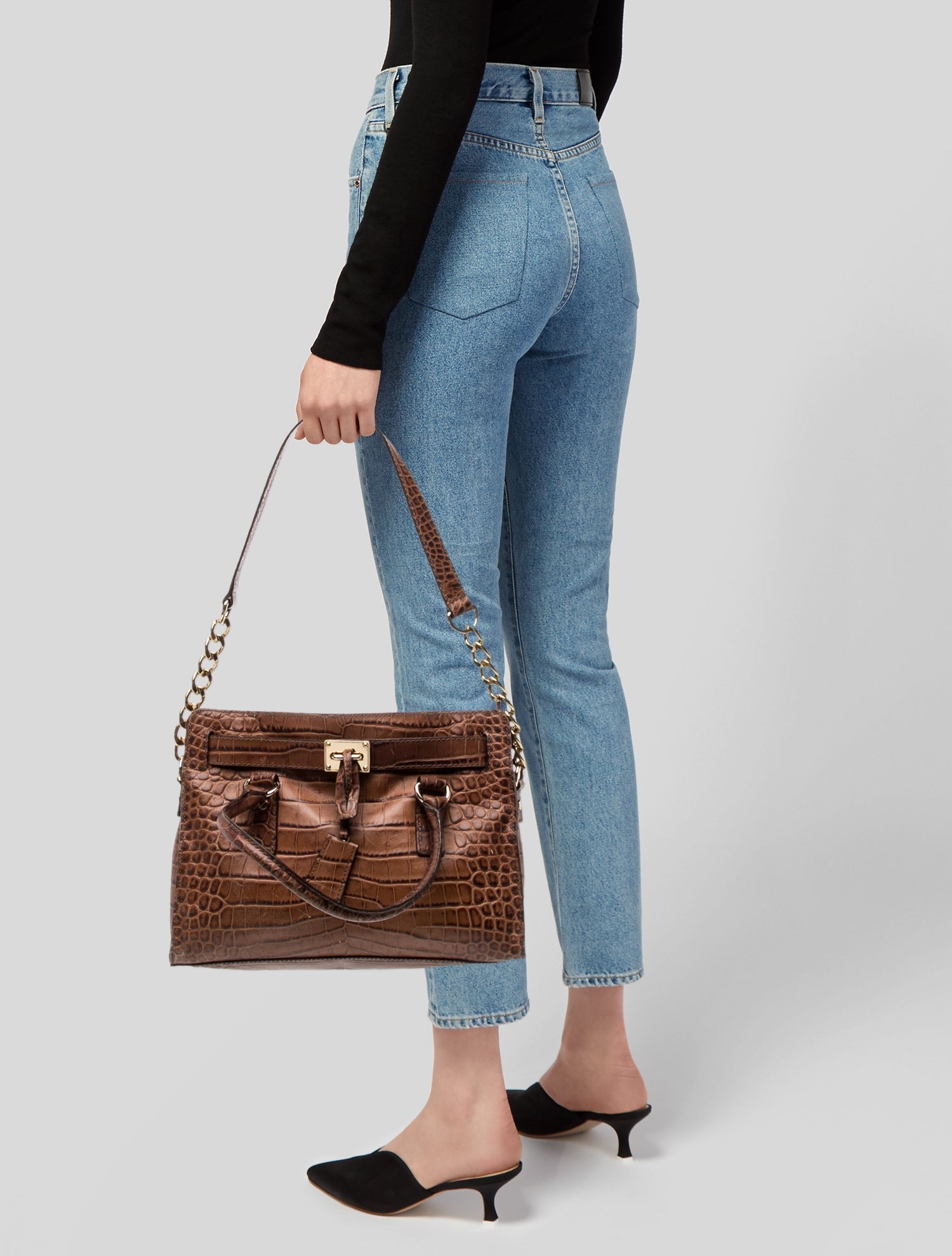 Michael Michael Kors Embossed Leather Top Handle Bag