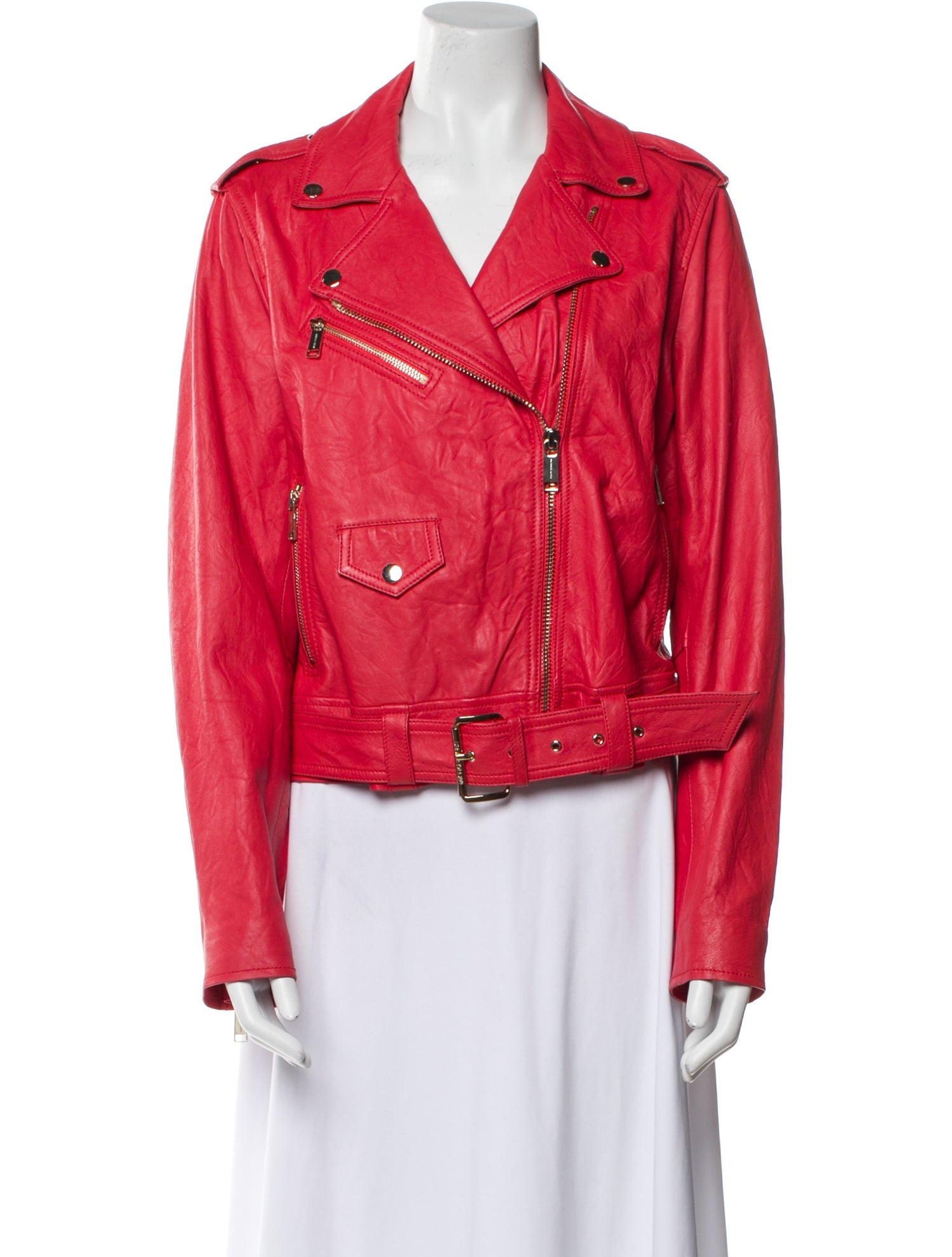 Michael Michael Kors Lamb Leather Biker Jacket