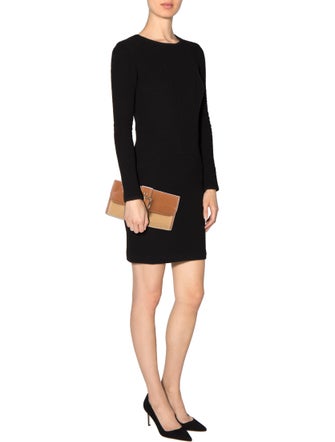 Michael Michael Kors Leather-Trimmed Straw Clutch