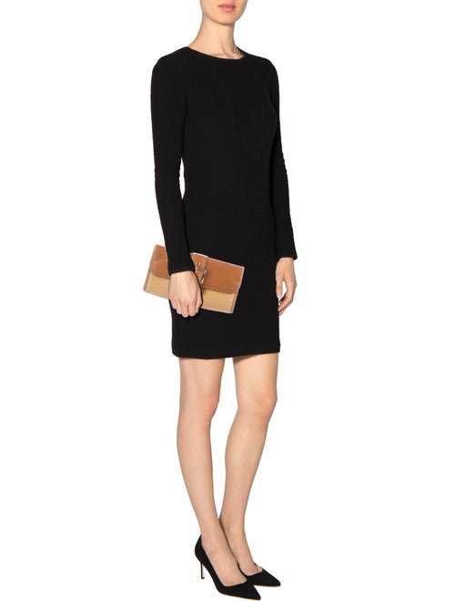 Michael Michael Kors Leather-Trimmed Straw Clutch