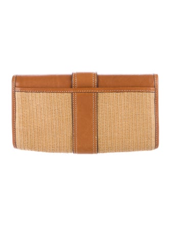 Michael Michael Kors Leather-Trimmed Straw Clutch