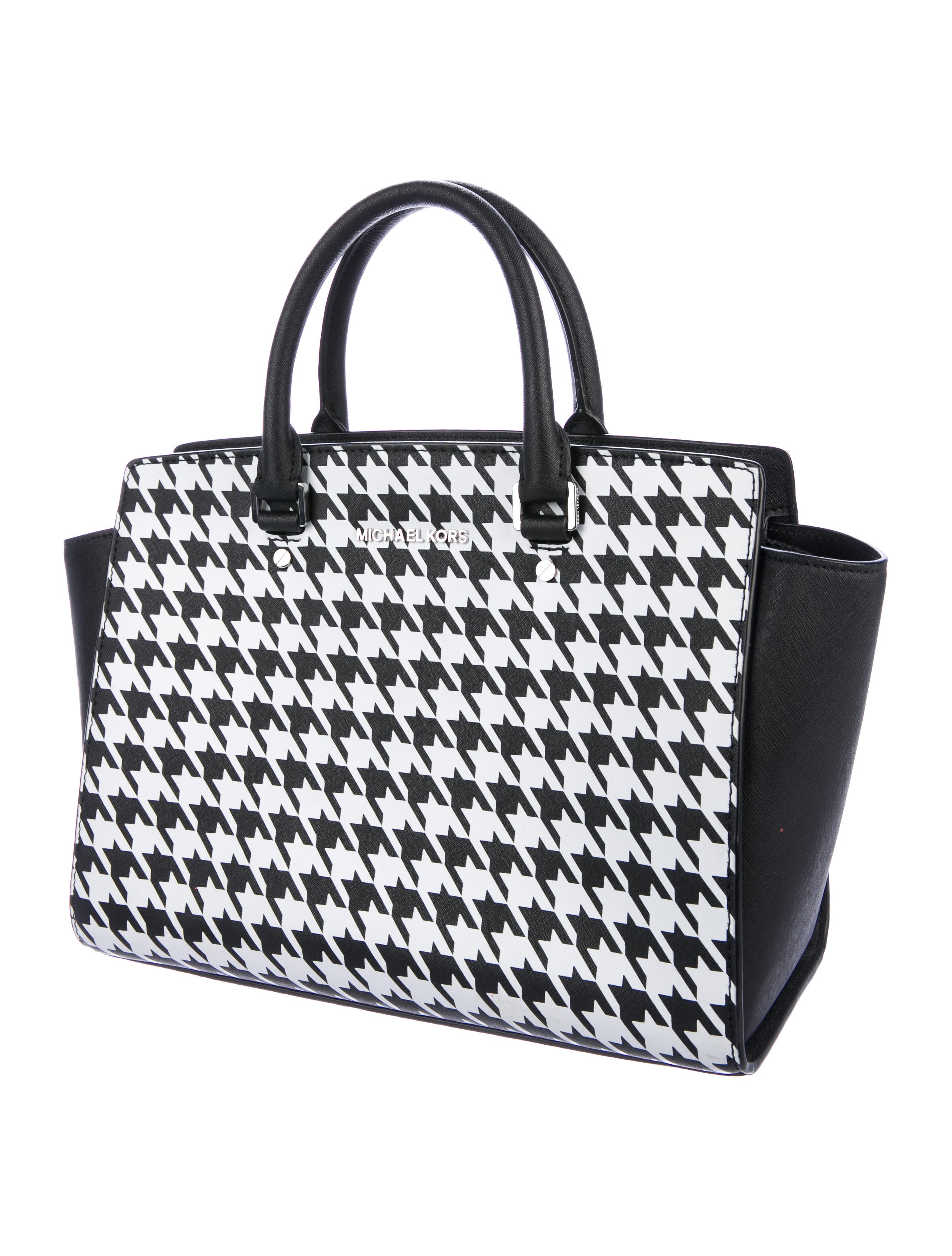 Michael Michael Kors Houndstooth Selma Satchel Handbags WM526697