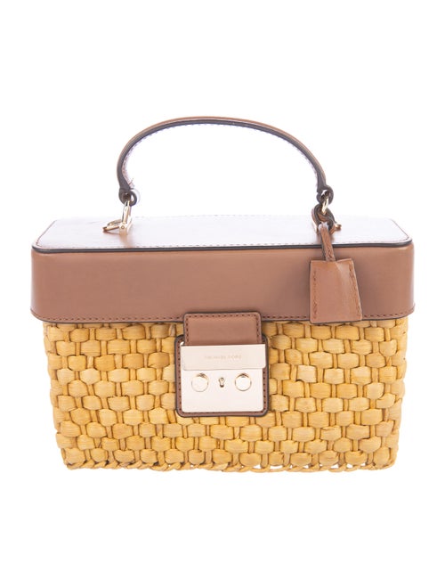 Michael Michael Kors Leather-Trimmed Straw Shoulde