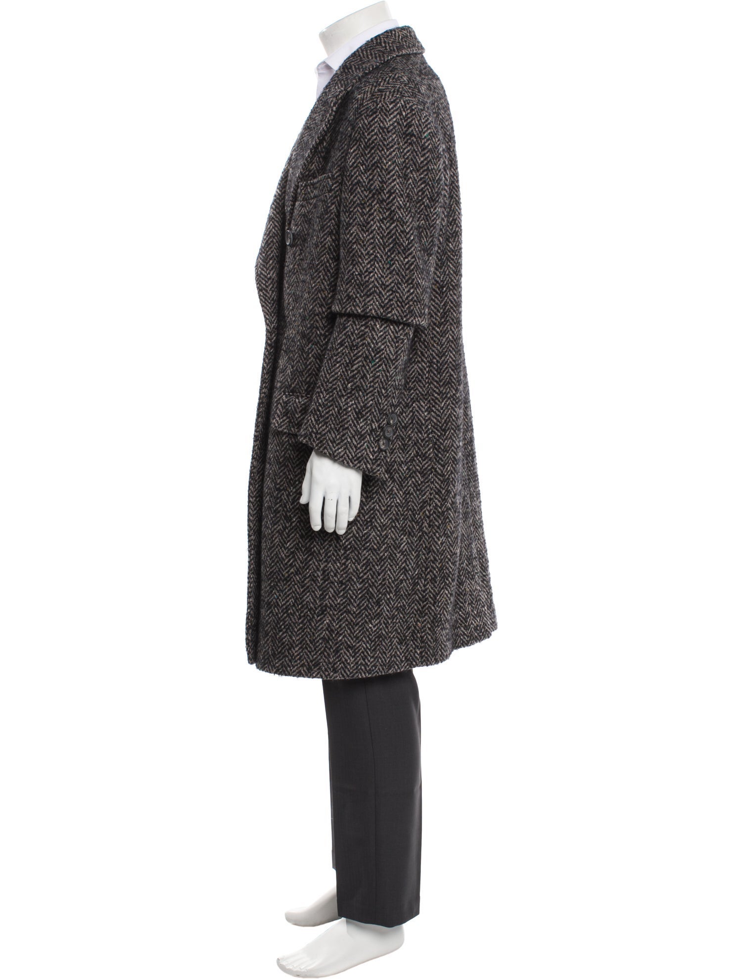 Max Stanco Wool Tweed Pattern Overcoat
