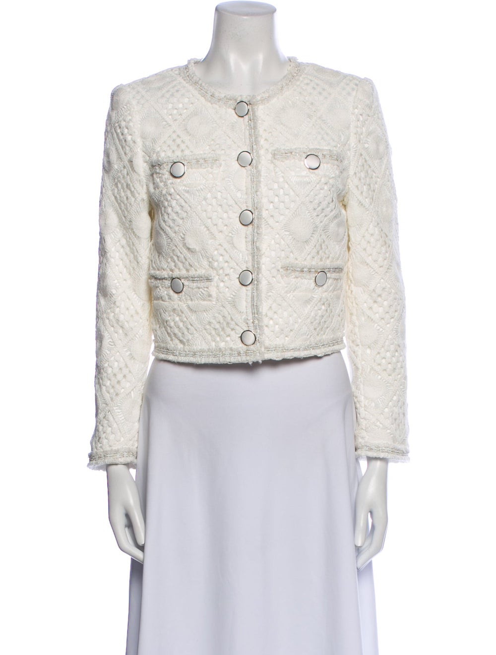 Milly Evening Jacket Neutrals Tweed Pattern Colla… - image 1