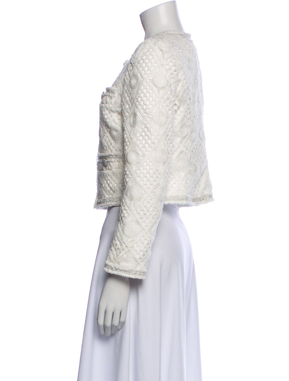 Milly Evening Jacket Neutrals Tweed Pattern Colla… - image 2