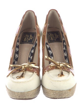 Milly Canvas Colorblock Pattern Slingback Pumps