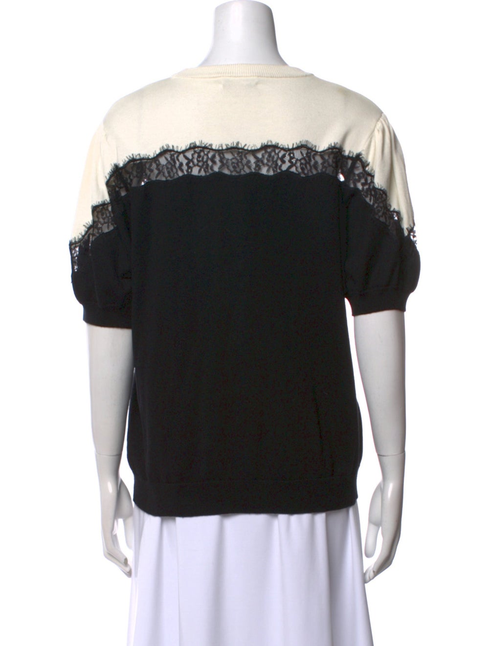 Milly Pullover Black Colorblock Pattern Lace Trim… - image 3