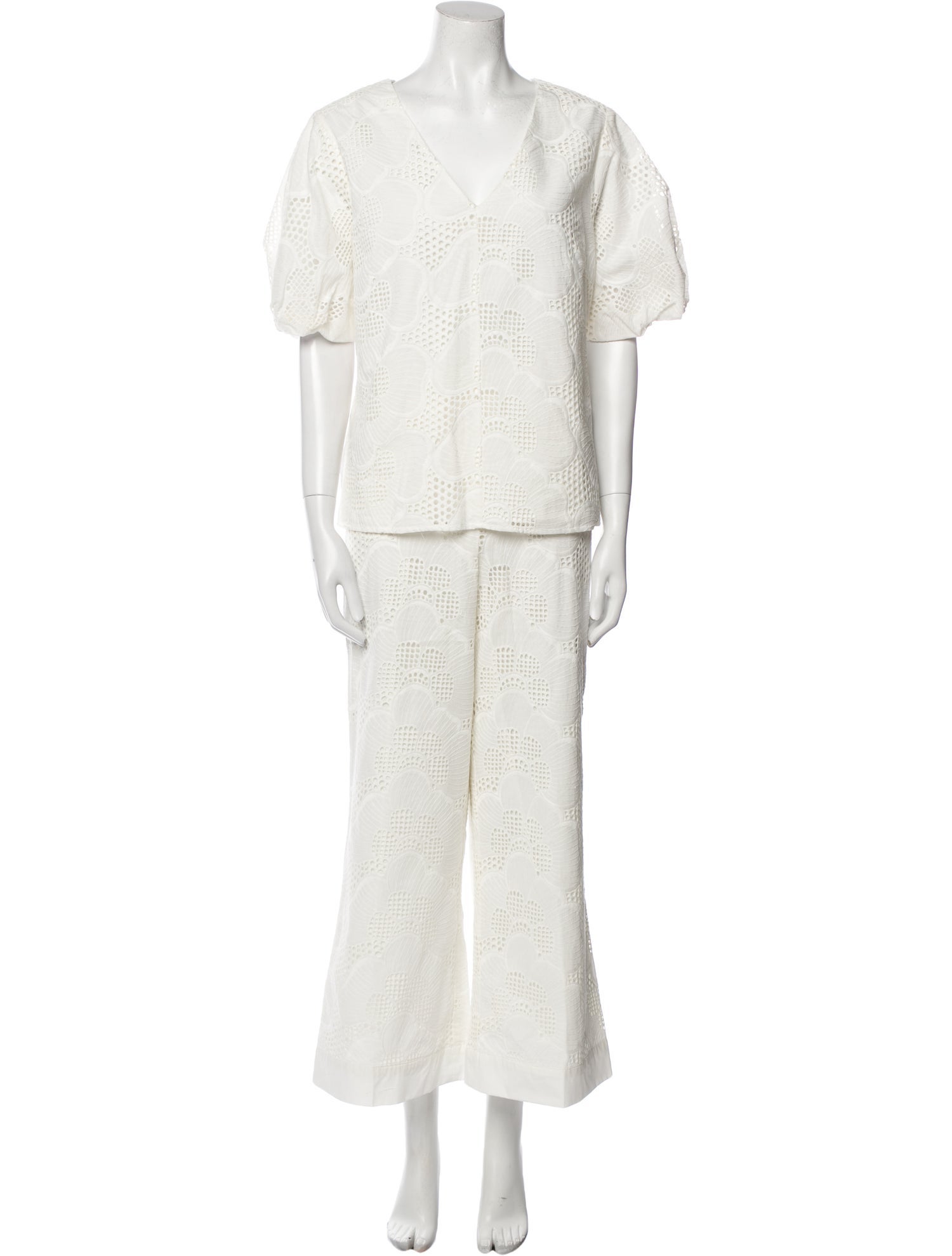 Milly Eyelet Trim Pant Set