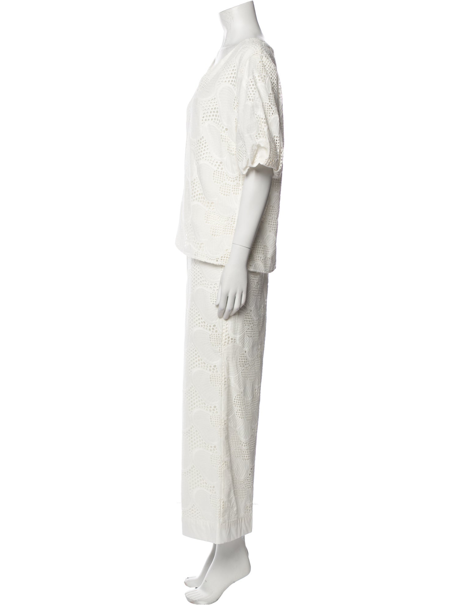 Milly Eyelet Trim Pant Set