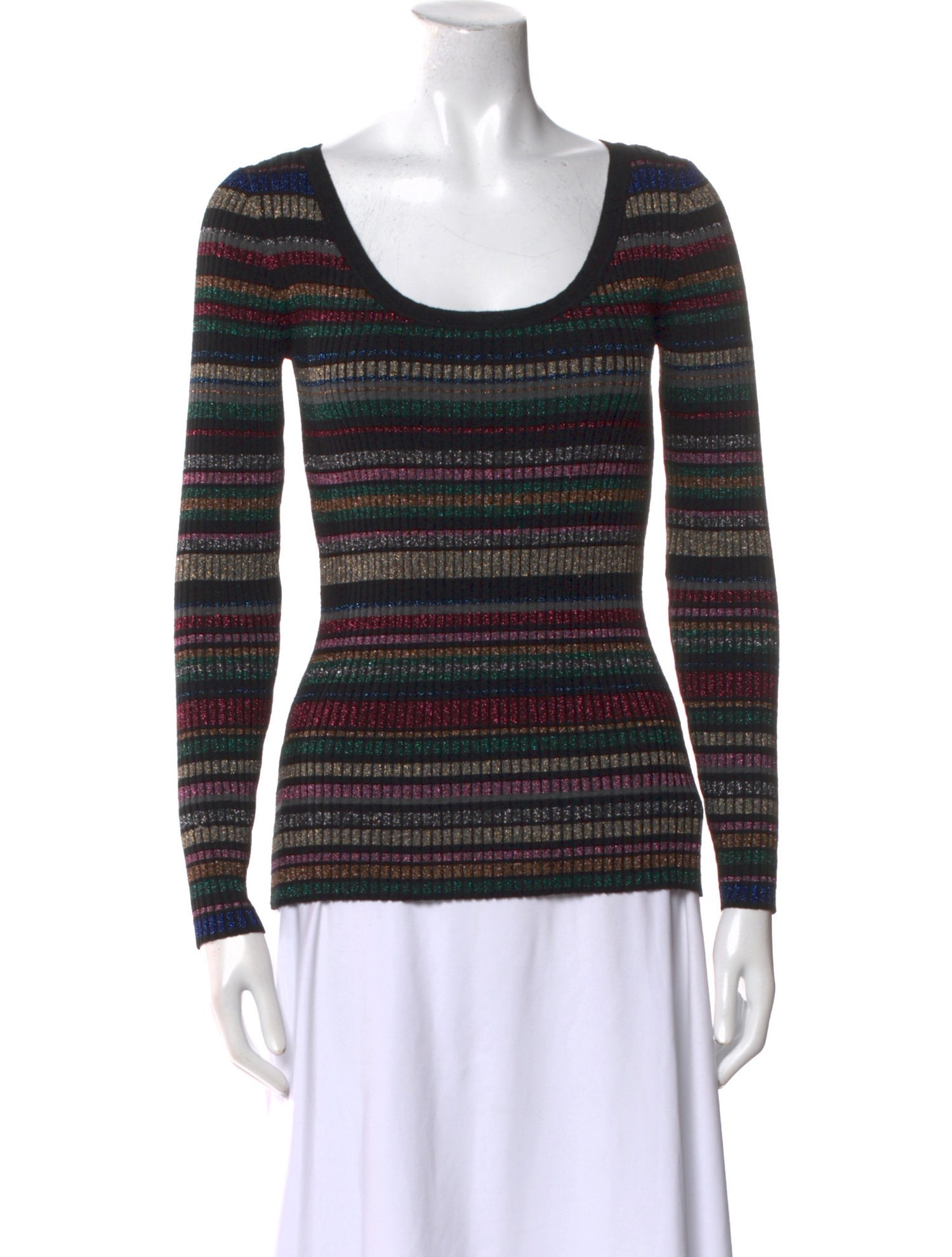 Milly Striped Scoop Neck Sweater