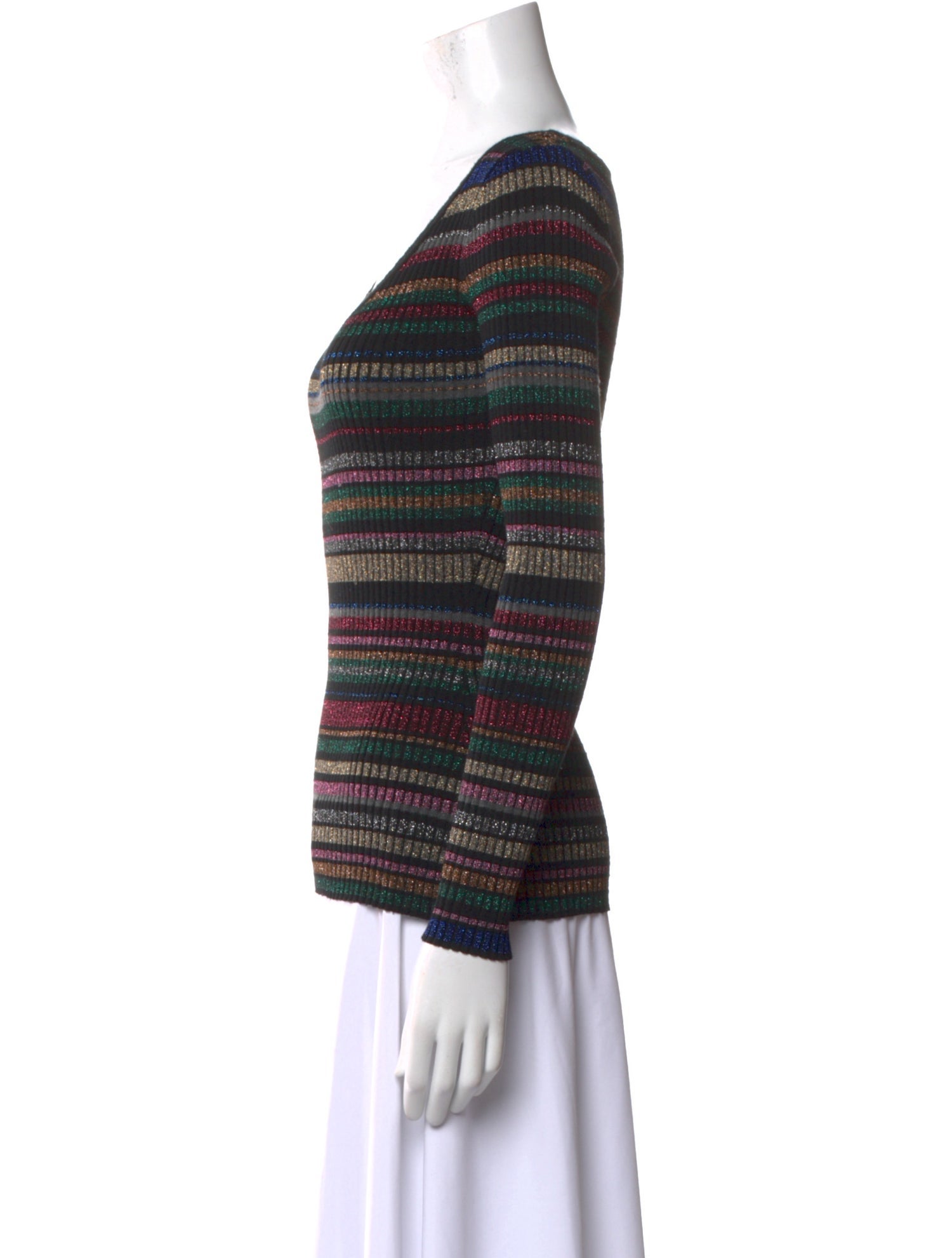 Milly Striped Scoop Neck Sweater