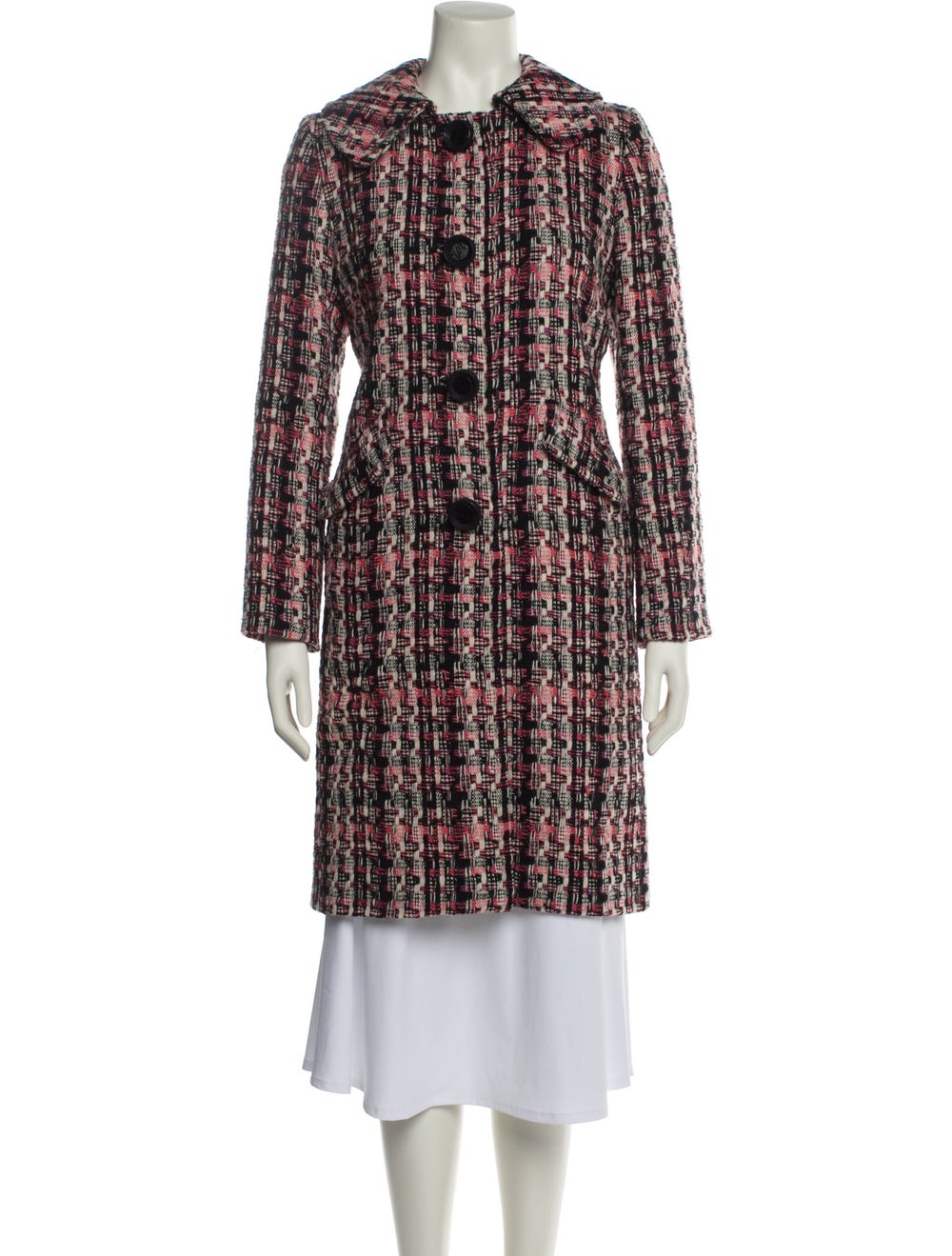 Milly Wool Jacket Pink Tweed Pattern Collarless - image 1