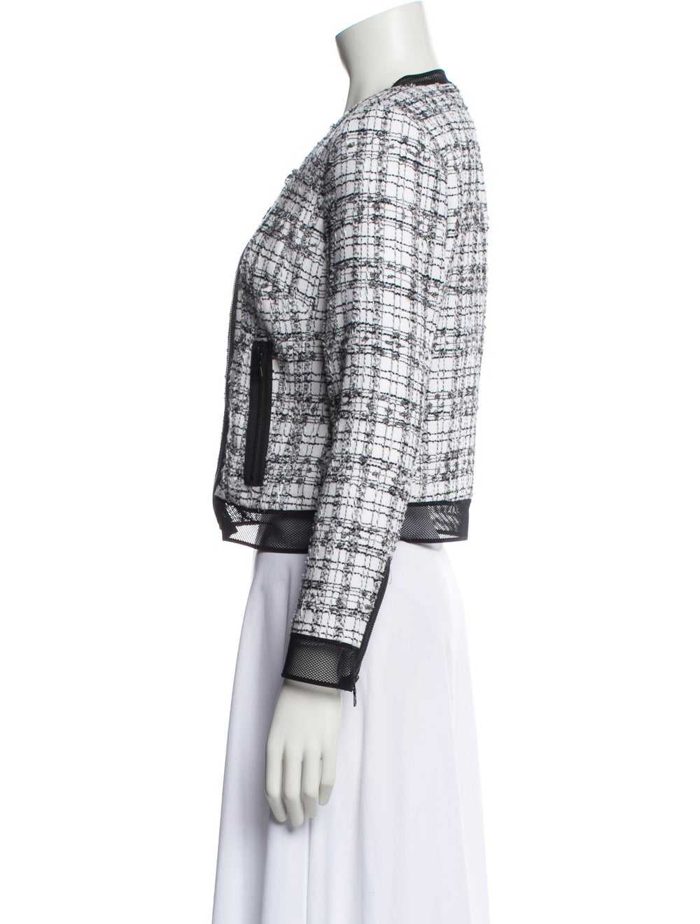 Milly Evening Jacket White Tweed Pattern Mesh Acc… - image 2
