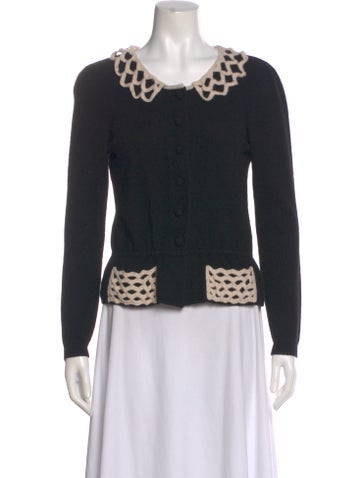 Pre-owned Milly Cashmere Colorblock Pattern Sweater In Black