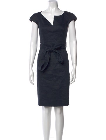 Pre-owned Milly Linen Knee-length Dress In Blue