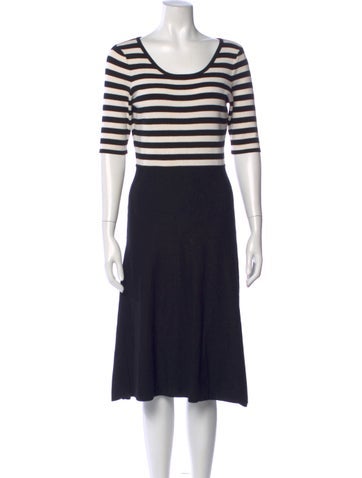 Pre-owned Milly Striped Midi Length Dress In Blue