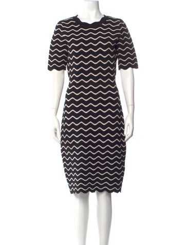Pre-owned Milly Striped Midi Length Dress In Black