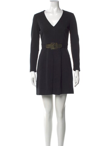 Pre-owned Milly V-neck Mini Dress In Black