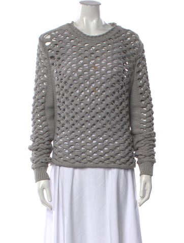 Pre-owned Milly Patterned Crew Neck Sweater In Grey