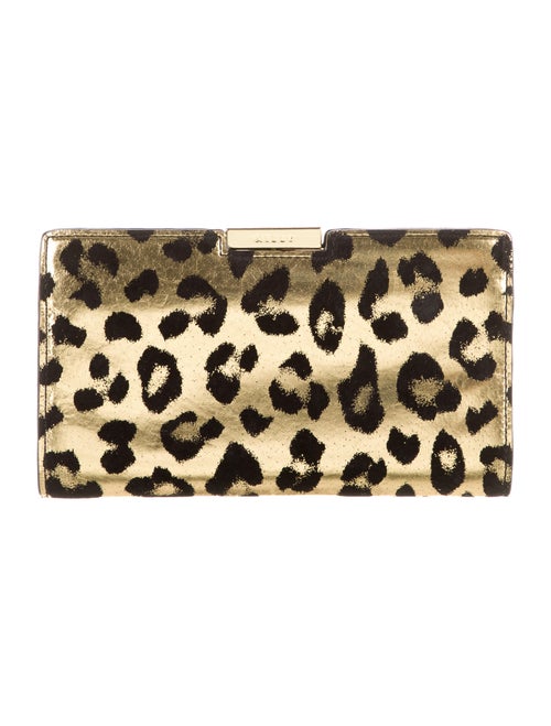 Milly Cheetah-Print Clutch Gold