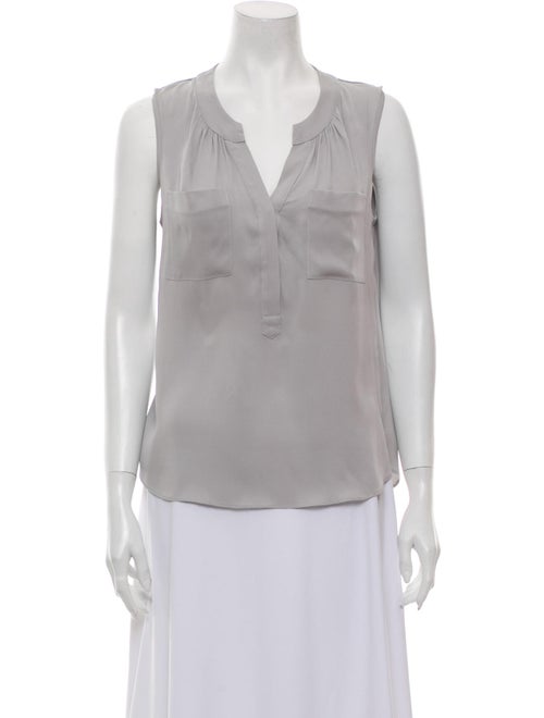 Milly Silk V-Neck Blouse Grey