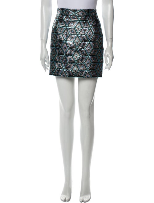 Milly Printed Mini Skirt Metallic