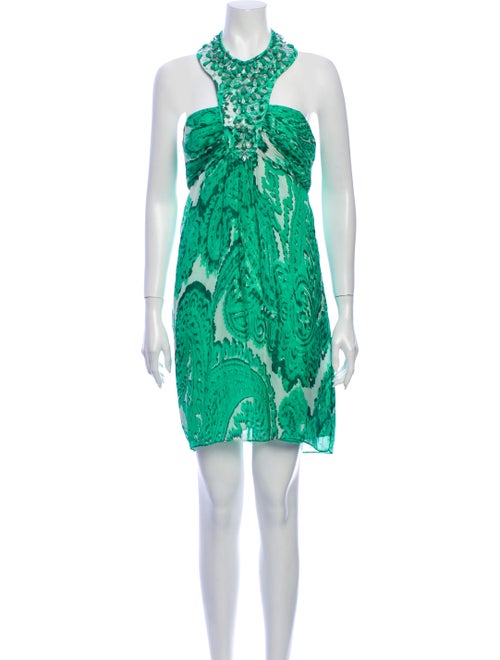 Milly Silk Mini Dress Green