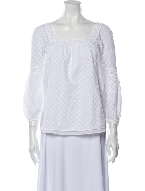 Milly Printed Square Neckline Blouse White
